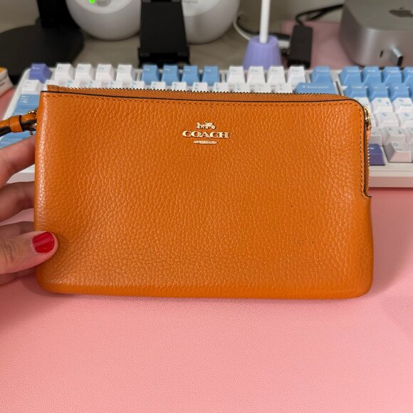 Coach Large Double Zip Wallet, Pebble Leather - Picture 1 of 4